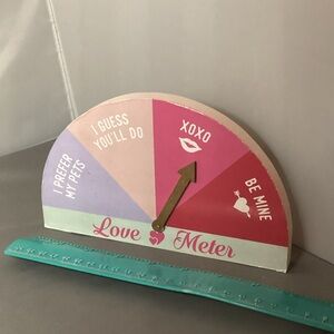 Cute Valentines Day Love Meter Wood Sign Shelf Sitter Home Decor Be Mine xoxo
